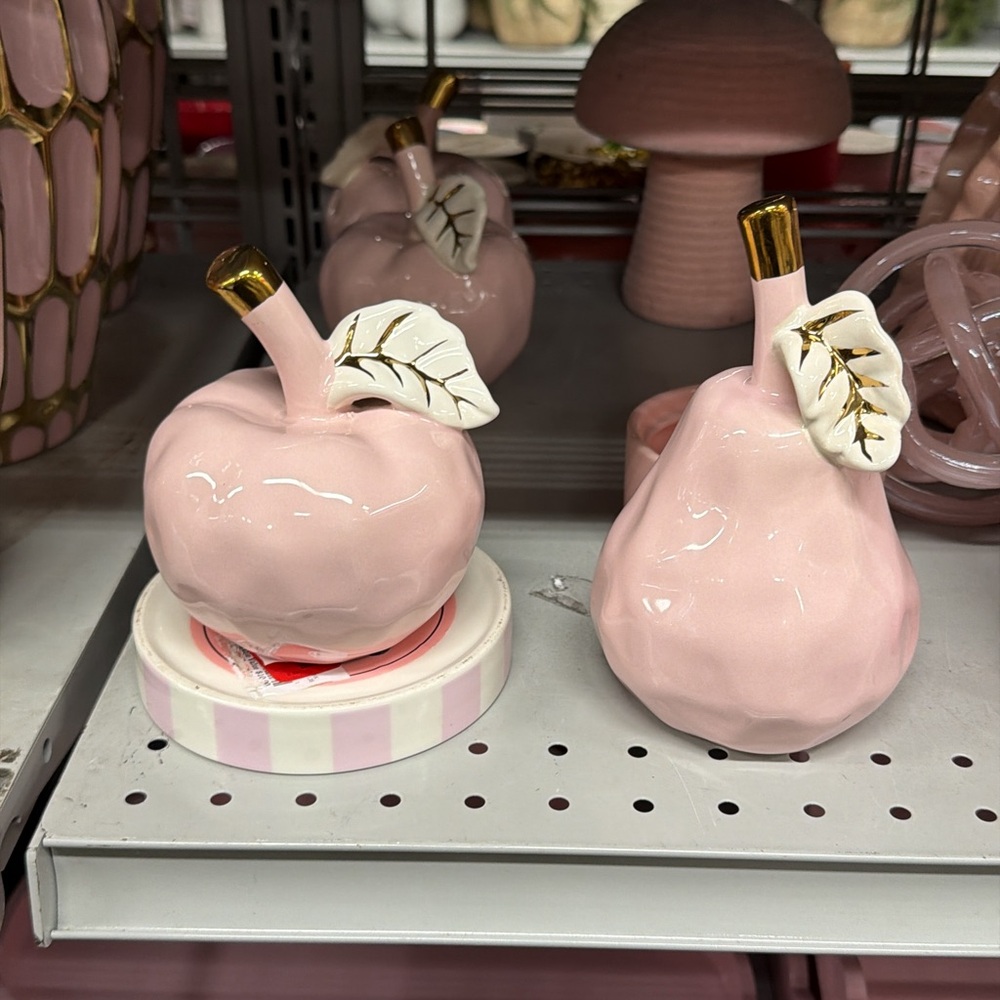 Pink Ceramic Apple and Pear Decor